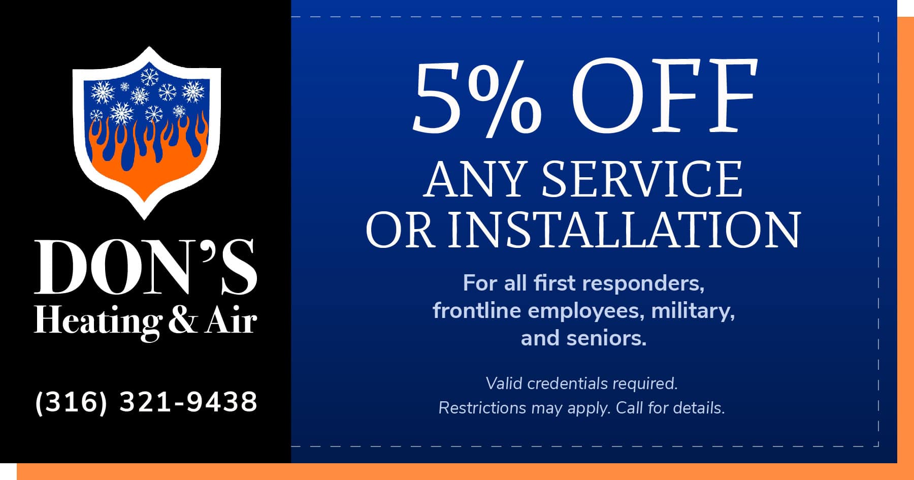 HVAC coupon for 5% off any service or installation.